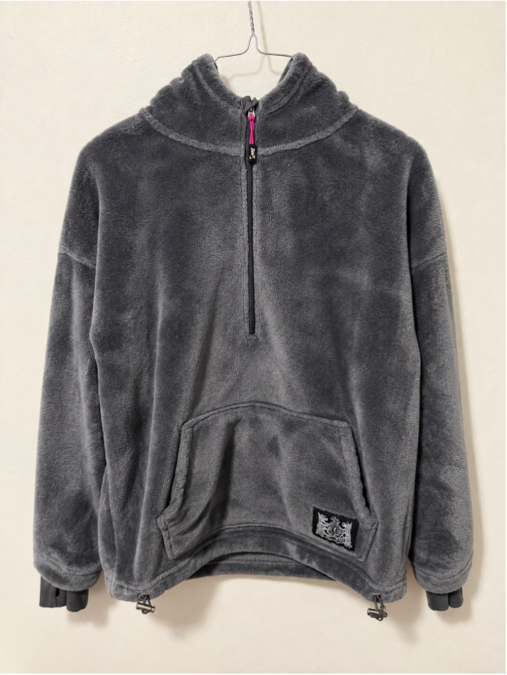 Women's Juicy Couture Fleece Half-Zip Hoodie Grey Pink Size S
